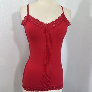 Kelso Tank Top Womens S Red‎ Lace Trim Camisole Feminine Fairy Y2K
